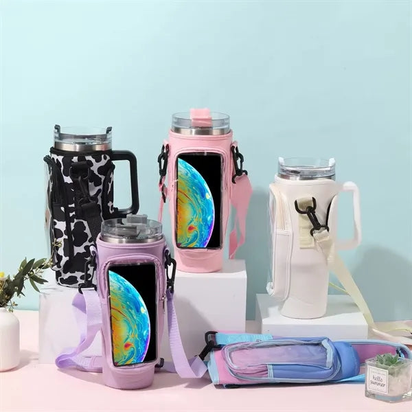 40 Oz. Neoprene Tumbler Sleeve with Touchscreen Phone Bag