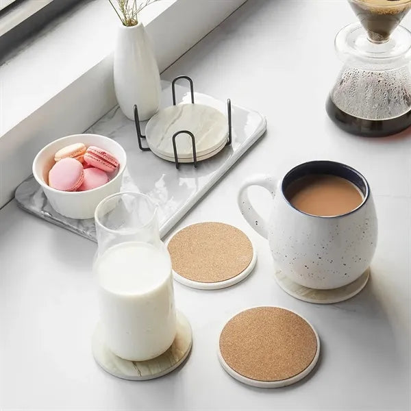 Marble Style Ceramic Drink Coaster for Tabletop Protection