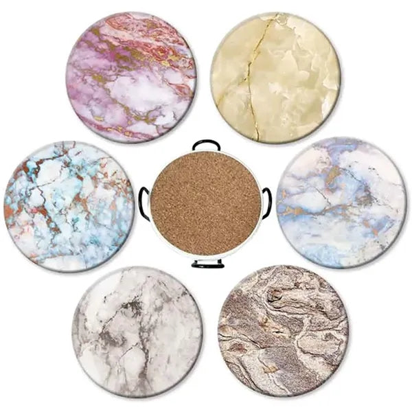 Marble Style Ceramic Drink Coaster for Tabletop Protection