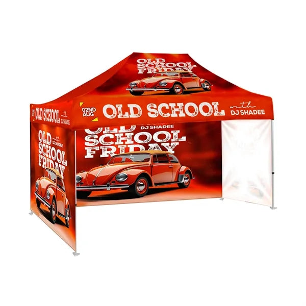 10'x15' Tent Canopy w frame, 1 long full + 2 side full wall