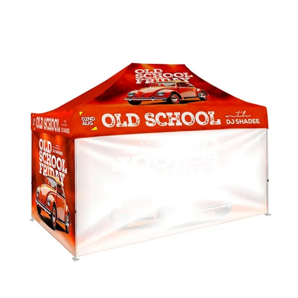 10'x15' Tent Canopy w frame, 1 long full + 2 side full wall