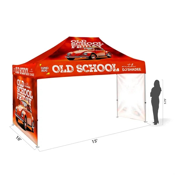 10'x15' Tent Canopy w frame, 1 long full + 2 side full wall