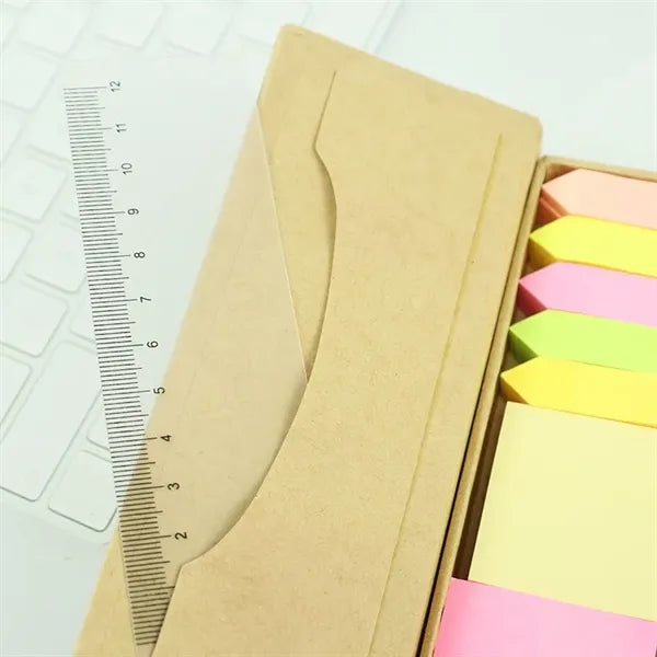 Eco-Recycled Sticky Notes With Pen and Ruler