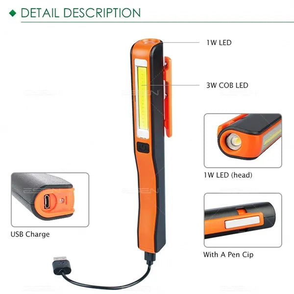 Rechargeable wireless pocket pen work light magnetic base