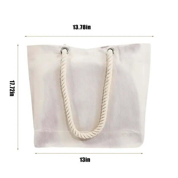 Tote Bag Canvas Beach With Fancy Rope Handles