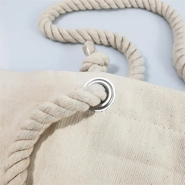 Tote Bag Canvas Beach With Fancy Rope Handles