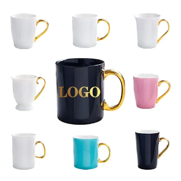 12 oz Ceramic Mug with Golden Handles