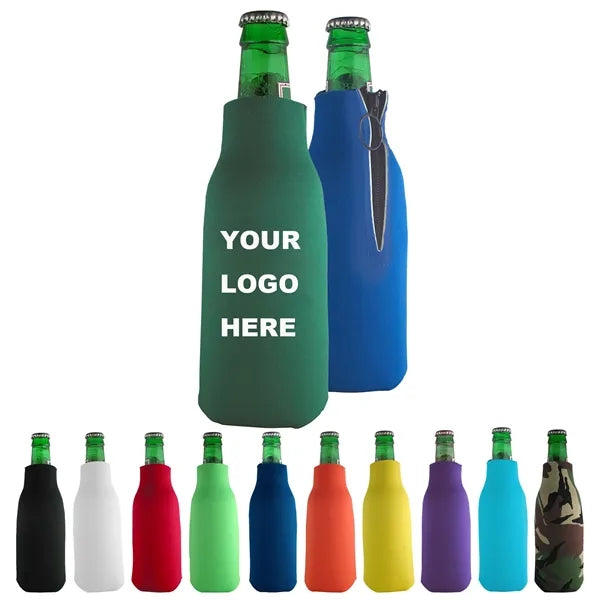 Neoprene Zipper Beer Bottle Insulated Cover