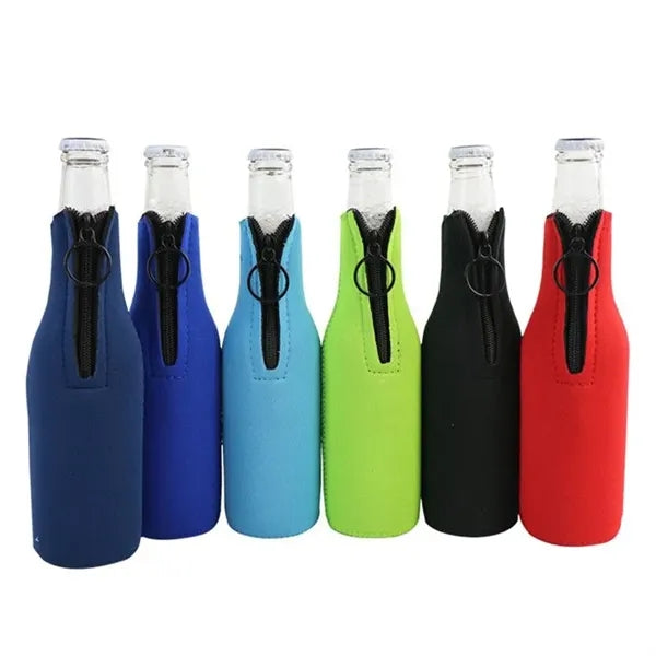 Neoprene Zipper Beer Bottle Insulated Cover
