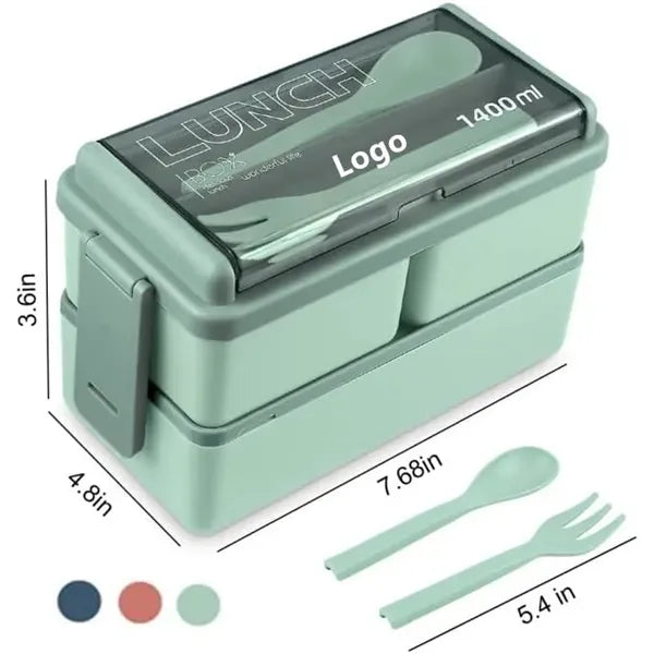 2 Layers Stackable Bento Lunch Box Leak Proof