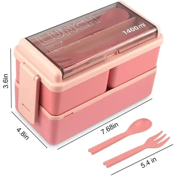 2 Layers Stackable Bento Lunch Box Leak Proof