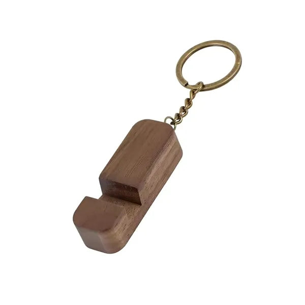 2-in-1 Wooden Phone Holder Keychain