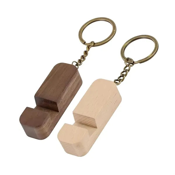 2-in-1 Wooden Phone Holder Keychain