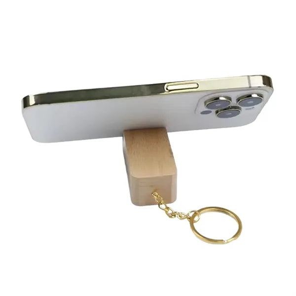 2-in-1 Wooden Phone Holder Keychain