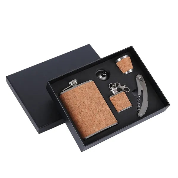 Stainless Steel Flask Gift Set with Cork Wrap