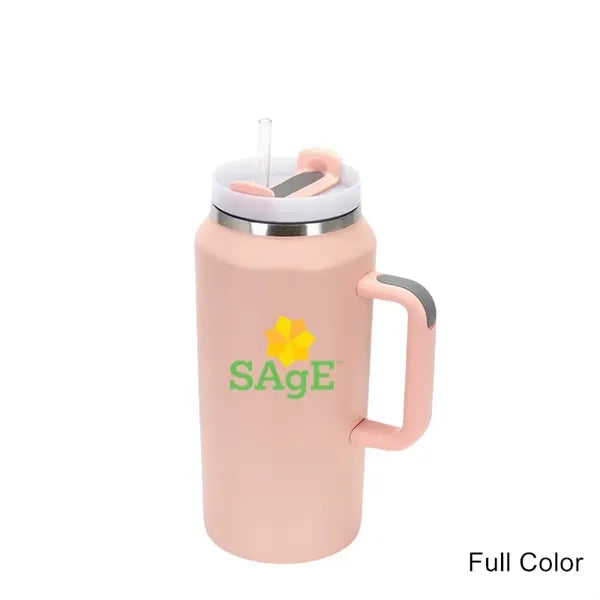 64 oz Insulated Mug Tumbler with Handle and Straw Lid