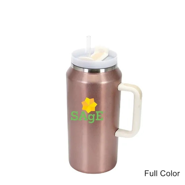 64 oz Insulated Mug Tumbler with Handle and Straw Lid