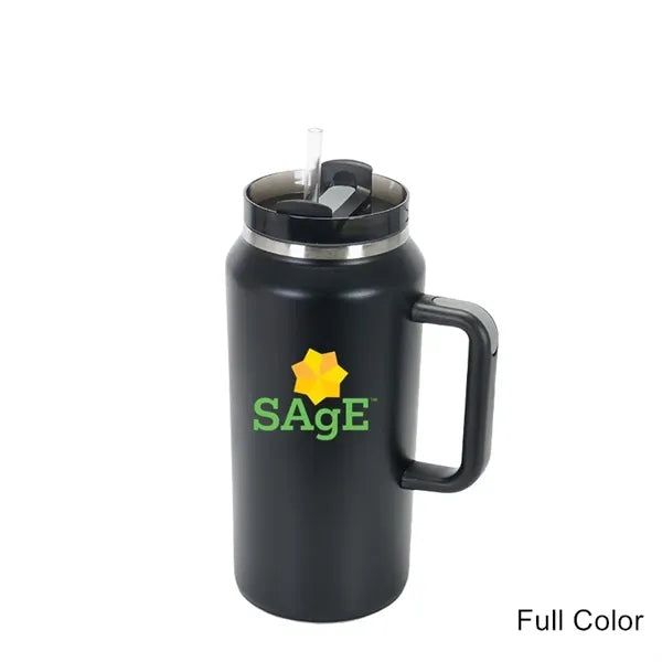 64 oz Insulated Mug Tumbler with Handle and Straw Lid