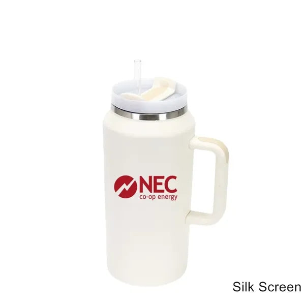 64 oz Insulated Mug Tumbler with Handle and Straw Lid