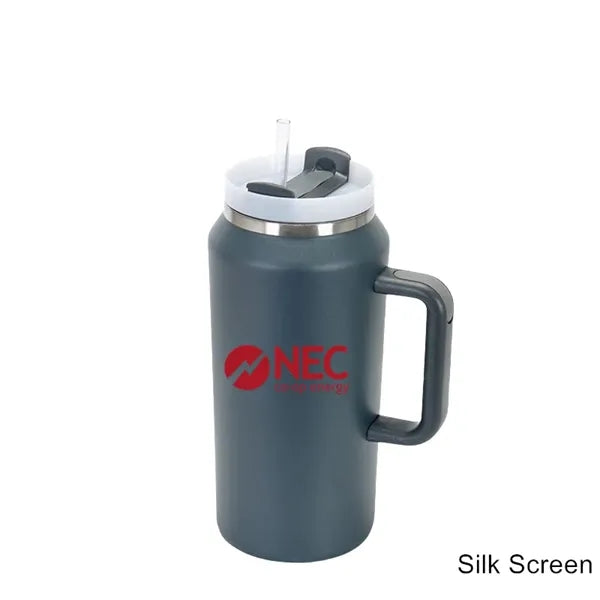 64 oz Insulated Mug Tumbler with Handle and Straw Lid
