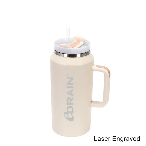 64 oz Insulated Mug Tumbler with Handle and Straw Lid