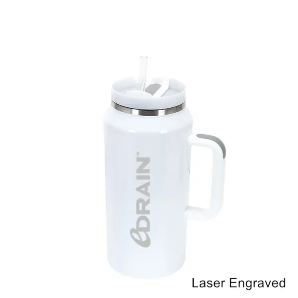 64 oz Insulated Mug Tumbler with Handle and Straw Lid