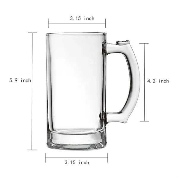 12OZ Large capacity glass beer mug with handle (350ML)