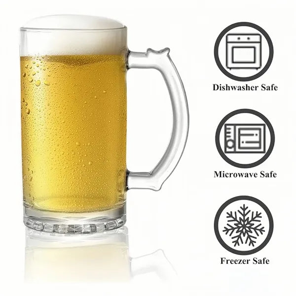 12OZ Large capacity glass beer mug with handle (350ML)