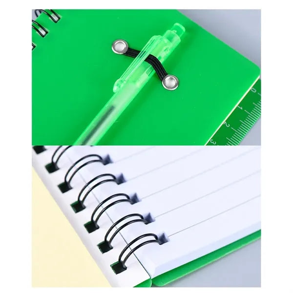 Pocket Spiral Ruler Notebook With Sticky Notes & Pen