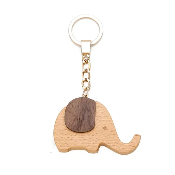 Wooden Elephant Shaped Keychain