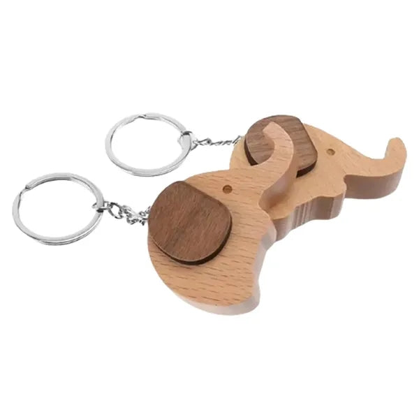 Wooden Elephant Shaped Keychain