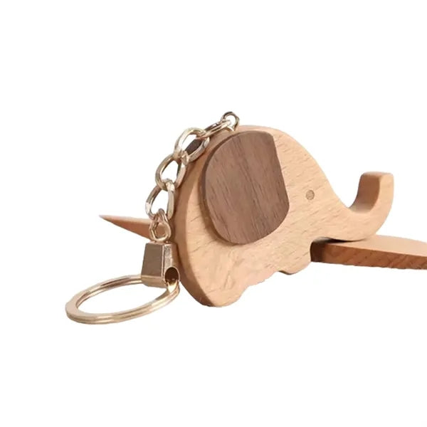 Wooden Elephant Shaped Keychain