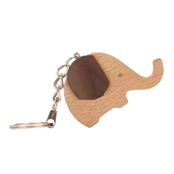 Wooden Elephant Shaped Keychain