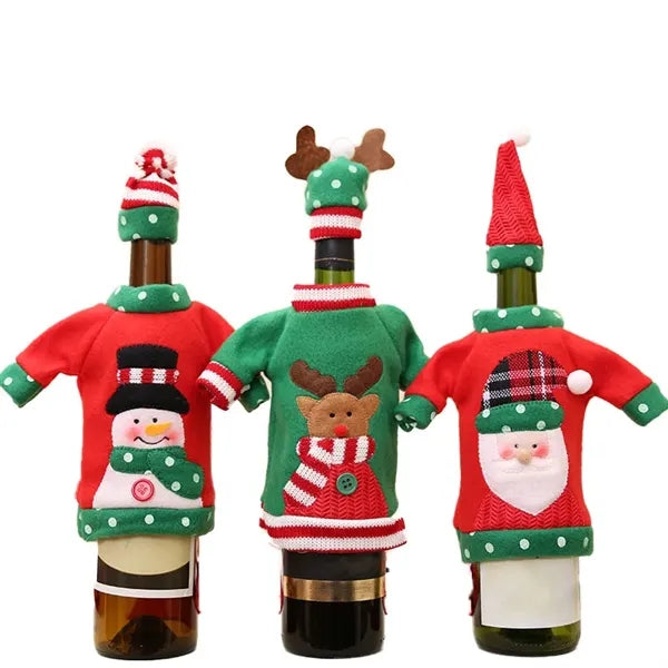 Christmas Embroidery Cartoon Wine Bottle Sleeve
