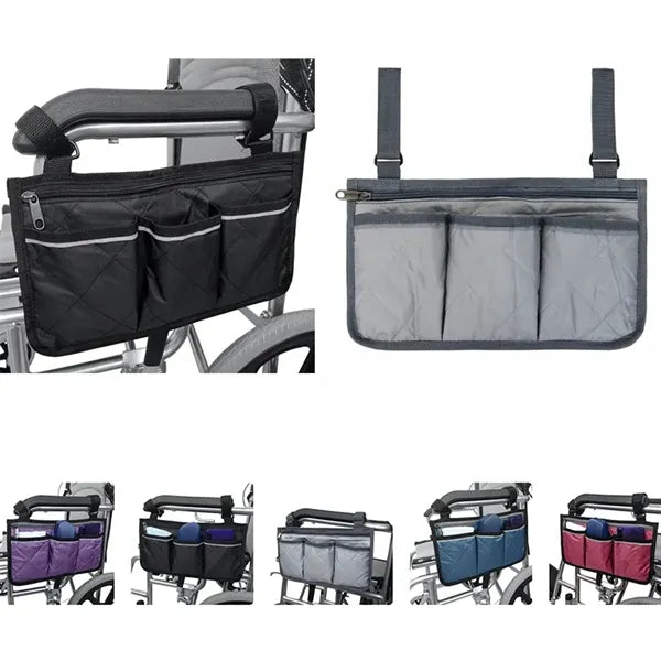 Wheelchair Armrest Side Storage Bag with Reflective Stripe