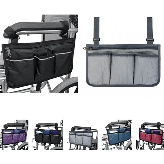 Wheelchair Armrest Side Storage Bag with Reflective Stripe