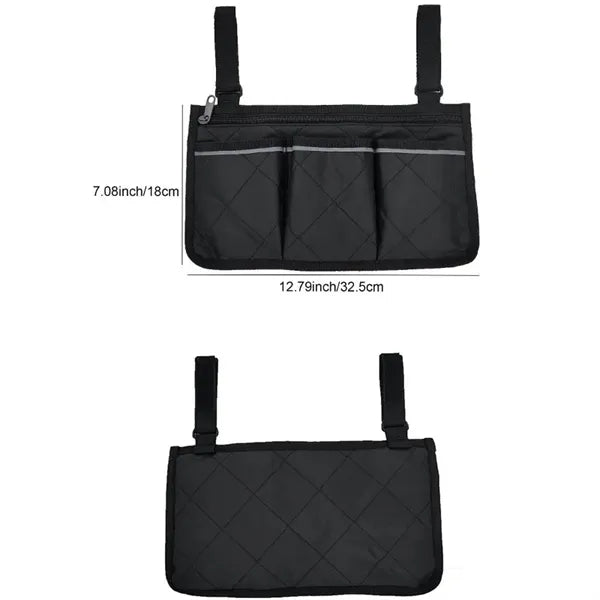 Wheelchair Armrest Side Storage Bag with Reflective Stripe