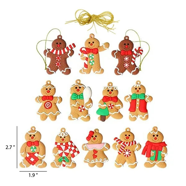 12pcs Gingerbread Man Ornaments for Christmas Tree