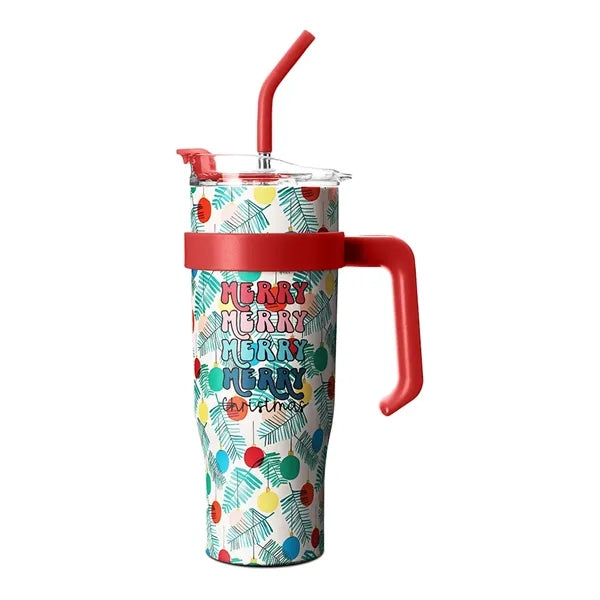 Christmas 40oz Straw Cup w/ Handle (Free Sample)
