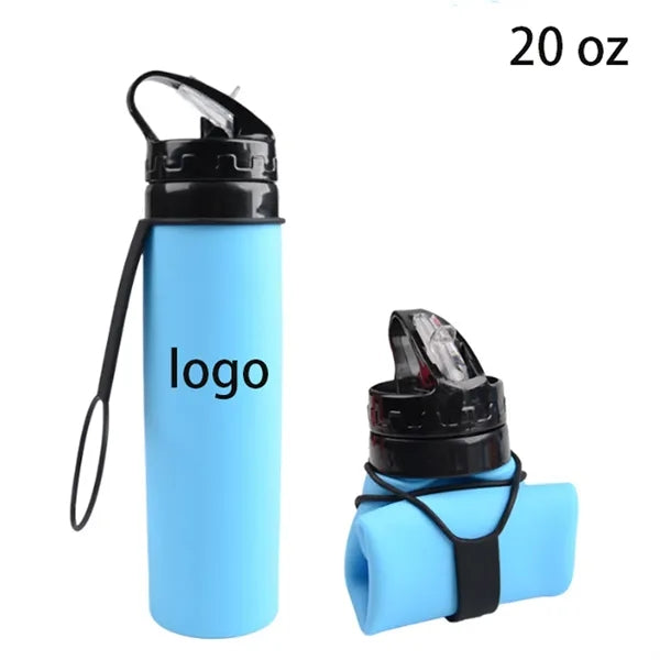 Sports Silicone Foldable Water Bottle 20 oz