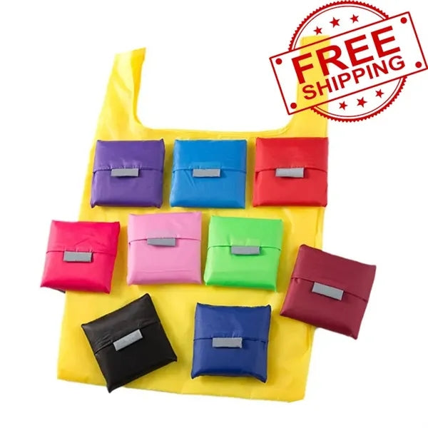 210T Foldable Shopping Grocery Tote Bag with Pocket