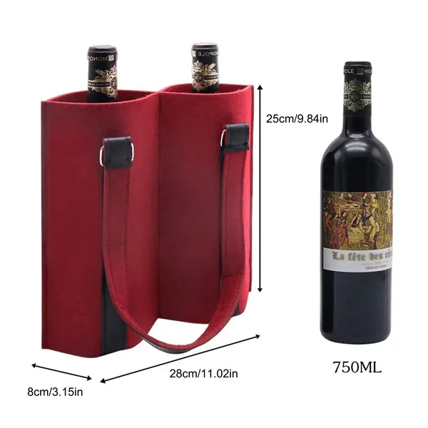 Felt 2-Bottle Wine Carrier Tote Gift Bag