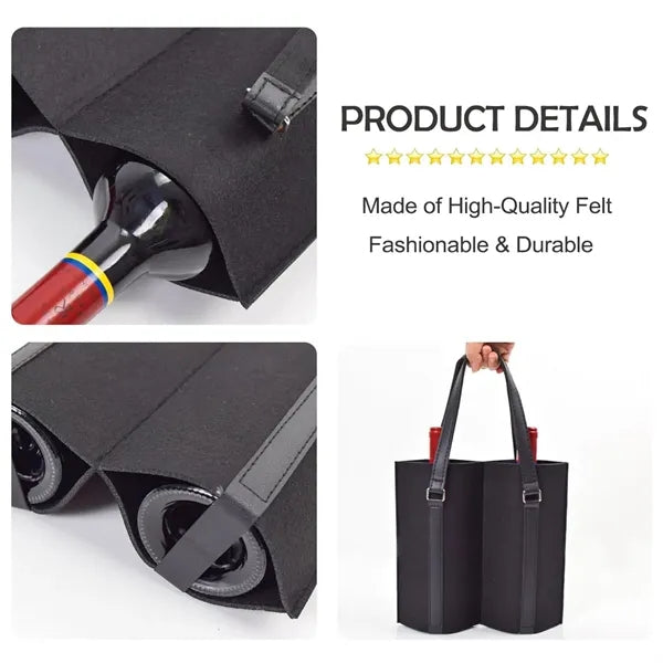Felt 2-Bottle Wine Carrier Tote Gift Bag
