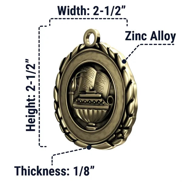 2 1/2" Quali-Craft Book & Lamp Medal