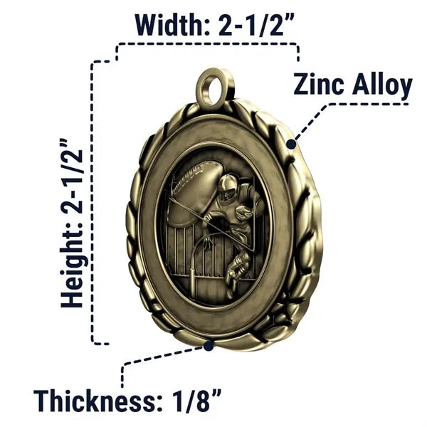 2 1/2" Quali-Craft Football Medal