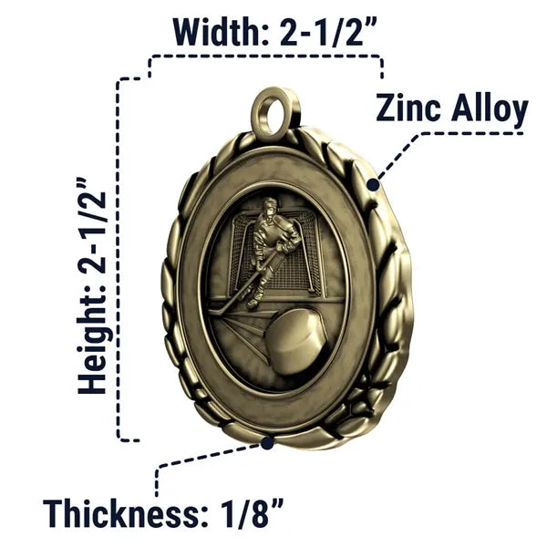 2 1/2" Quali-Craft Hockey Medal