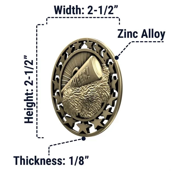 2 1/2" Cheerleading Star Medal