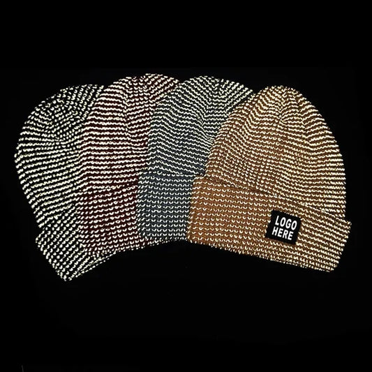 Reflective Knit Beanie Hat for Men and Women