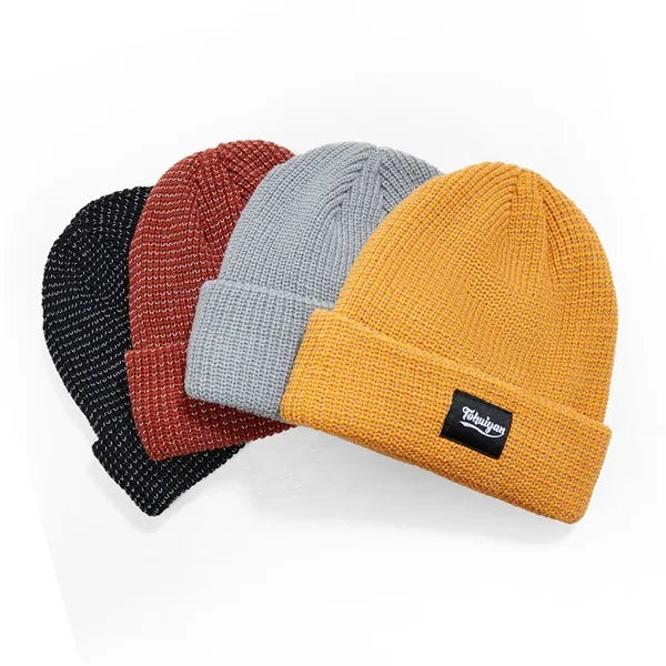 Reflective Knit Beanie Hat for Men and Women
