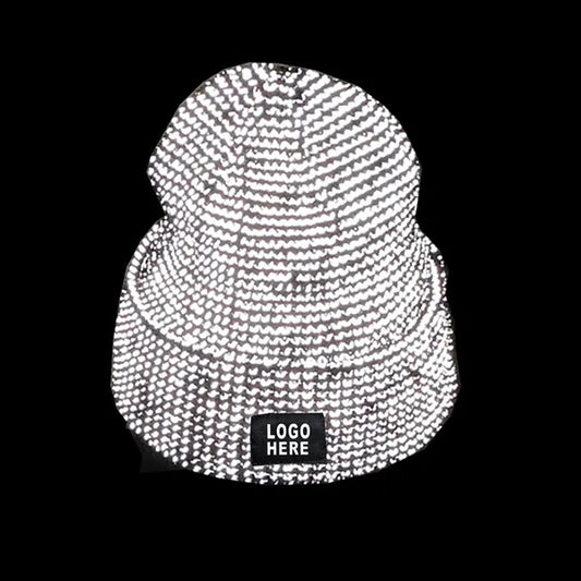 Reflective Knit Beanie Hat w/ Polar Fleece Lining